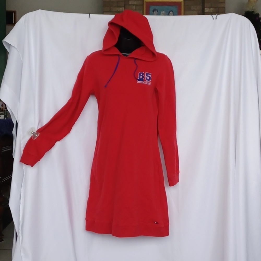 Tommy Hilfiger Hoodie Dress In Red, size M, 18" PTP, 32" L